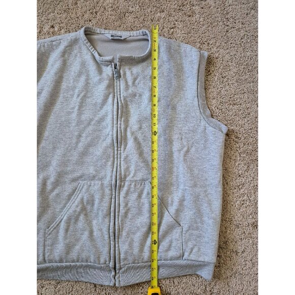 VTG Muleskins Mens Size XL Sleeveless Gray Zip Up Vest Sweatshirt Thermal - Picture 3 of 5